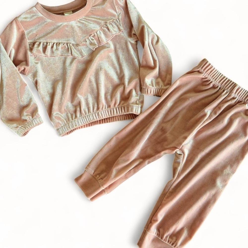 PL Baby pink velvet tracksuit matching set 18 months